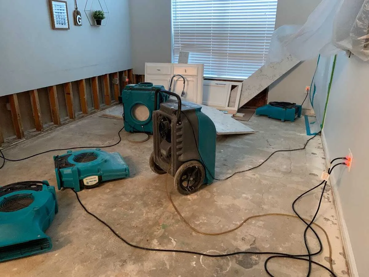 Dehumidifier in flood-cut room for Water Damage Restoration in Anacortes