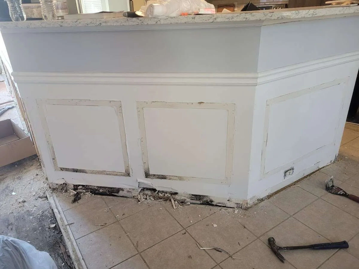Water damage and mold on kitchen during Storm Damage Restoration in Anacortes